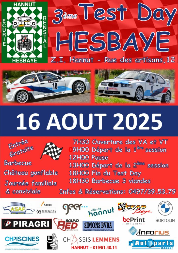 Inscription au 3ème Test Day Hesbaye