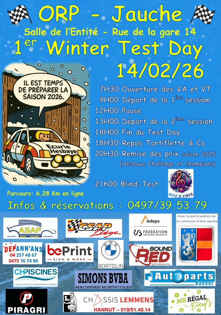 Inscription au 1er Winter Test Day