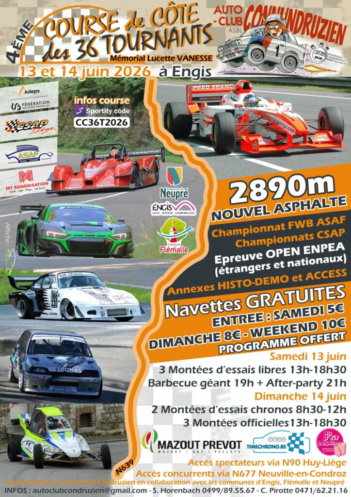 Inscription à la 4ème Course de côte des 36 Tournants