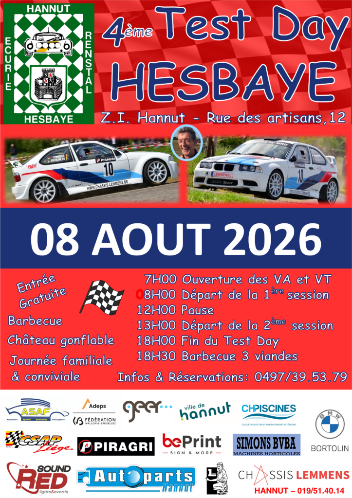Inscription au 4ème Test Day Hesbaye
