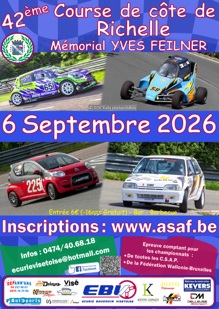 Inscription à la 42ème Course de côte Y. Feilner (Richelle)